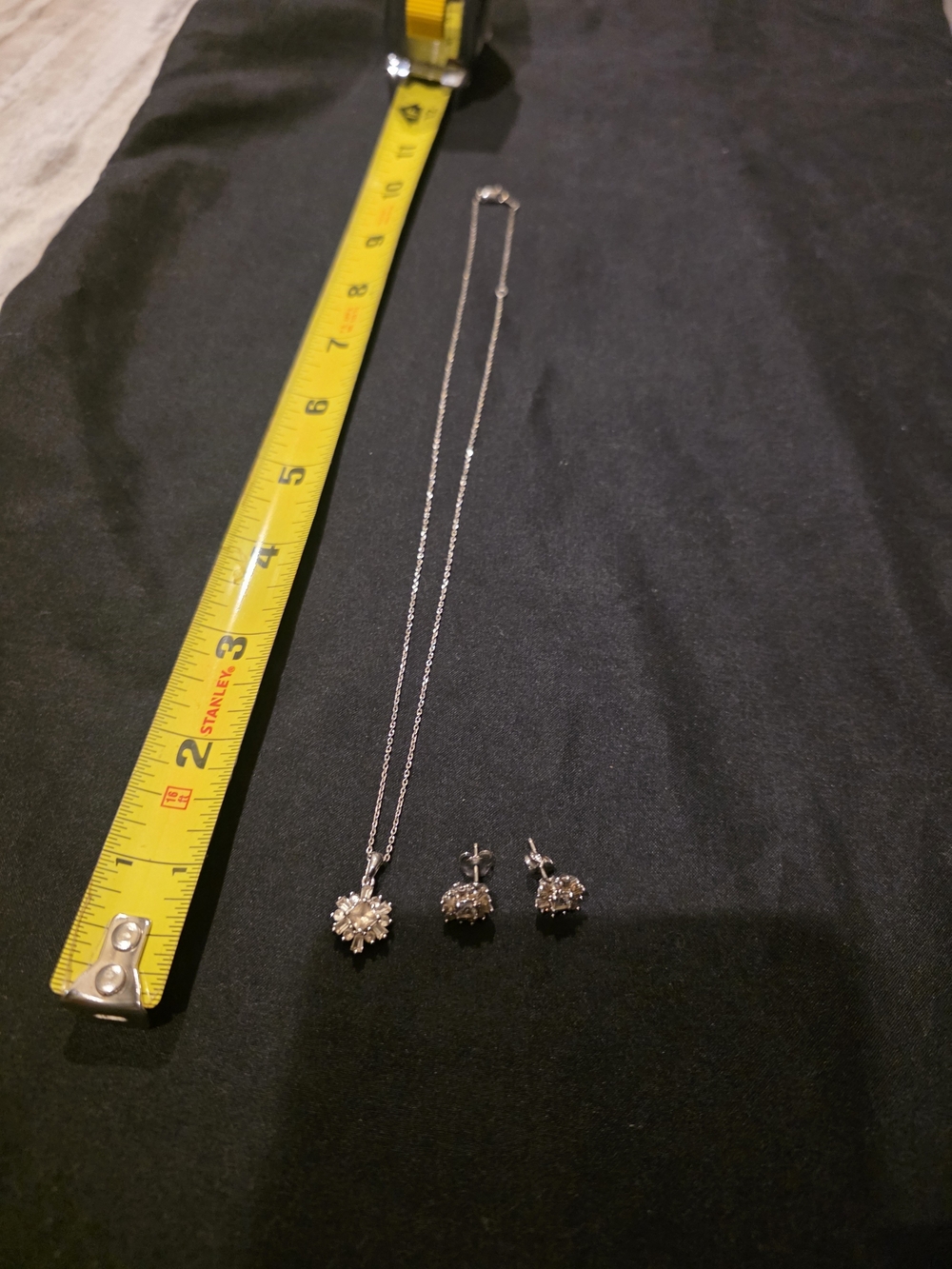 Vintage Silver 925 Cubic Zirconia Necklace & Earring Set